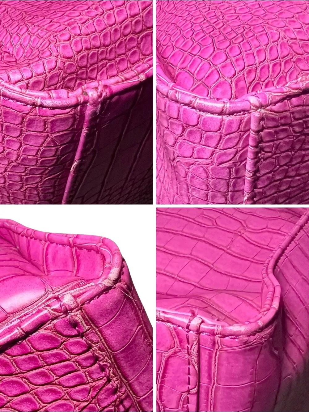 Hot Pink Croc Embossed Oversized Tote Bag w/ Large Felt Organizer Insert
